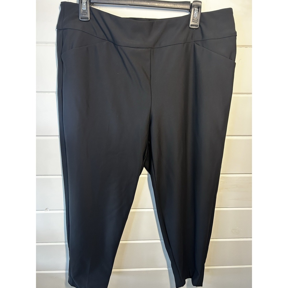 Womens Tribal Dress Capri Pants Black Zipper Bottom Size 16